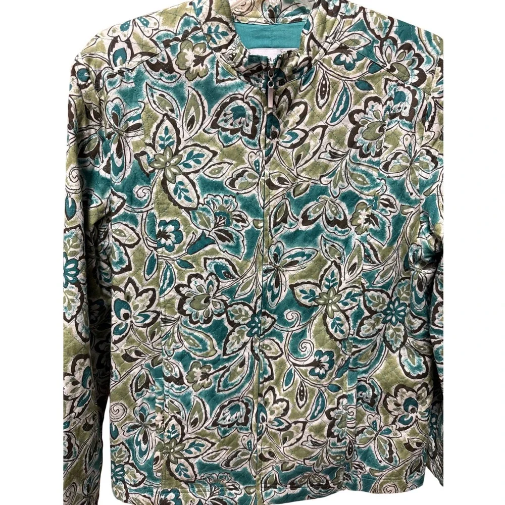 Alfred Dunner Womens 12 Quilted Front Zip Jacket Artsy Office Preppy Grandmacore - Picture 4 of 8